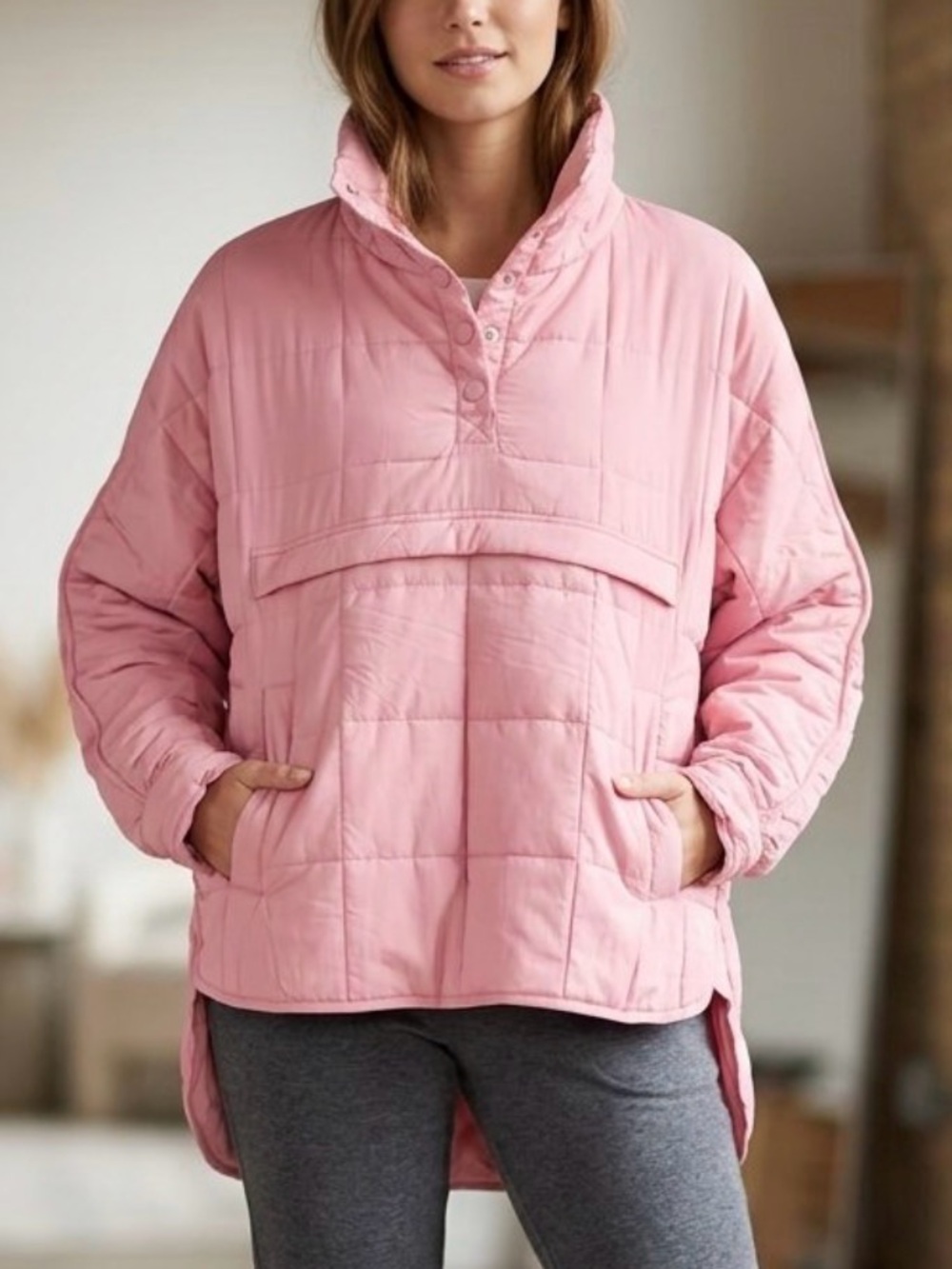 Katydid Quilted Pullover Jacket in Soft Pink